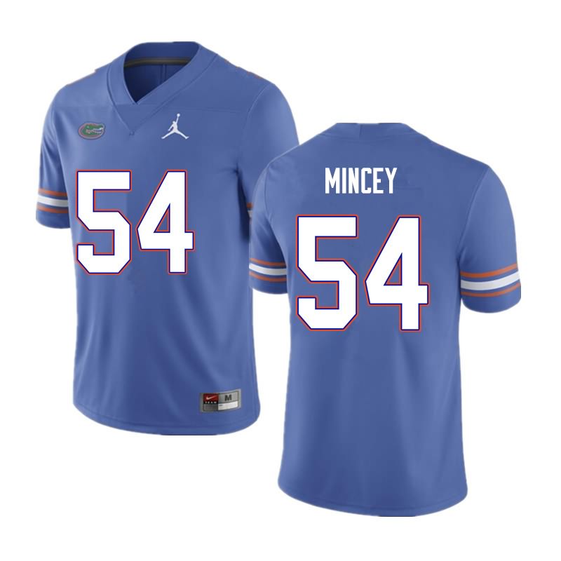 NCAA Florida Gators Gerald Mincey Men's #54 Nike Blue Stitched Authentic College Football Jersey NBZ8364YR